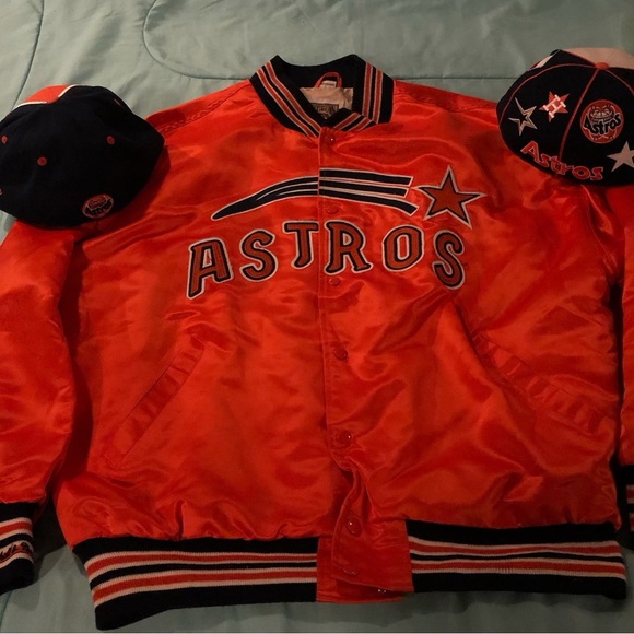 2XL MITCHELL & NESS SATIN HOUSTON ASTROS VINTAGE JACKET (💯AUTHENTIC)!!! - Picture 2 of 7